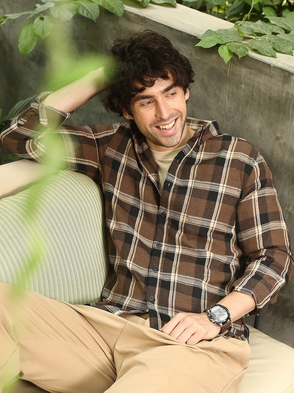 Button-Down Ombre-Plaid Shirt