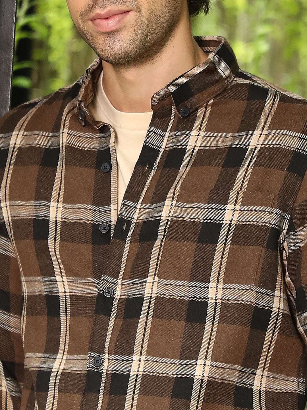 Button-Down Ombre-Plaid Shirt