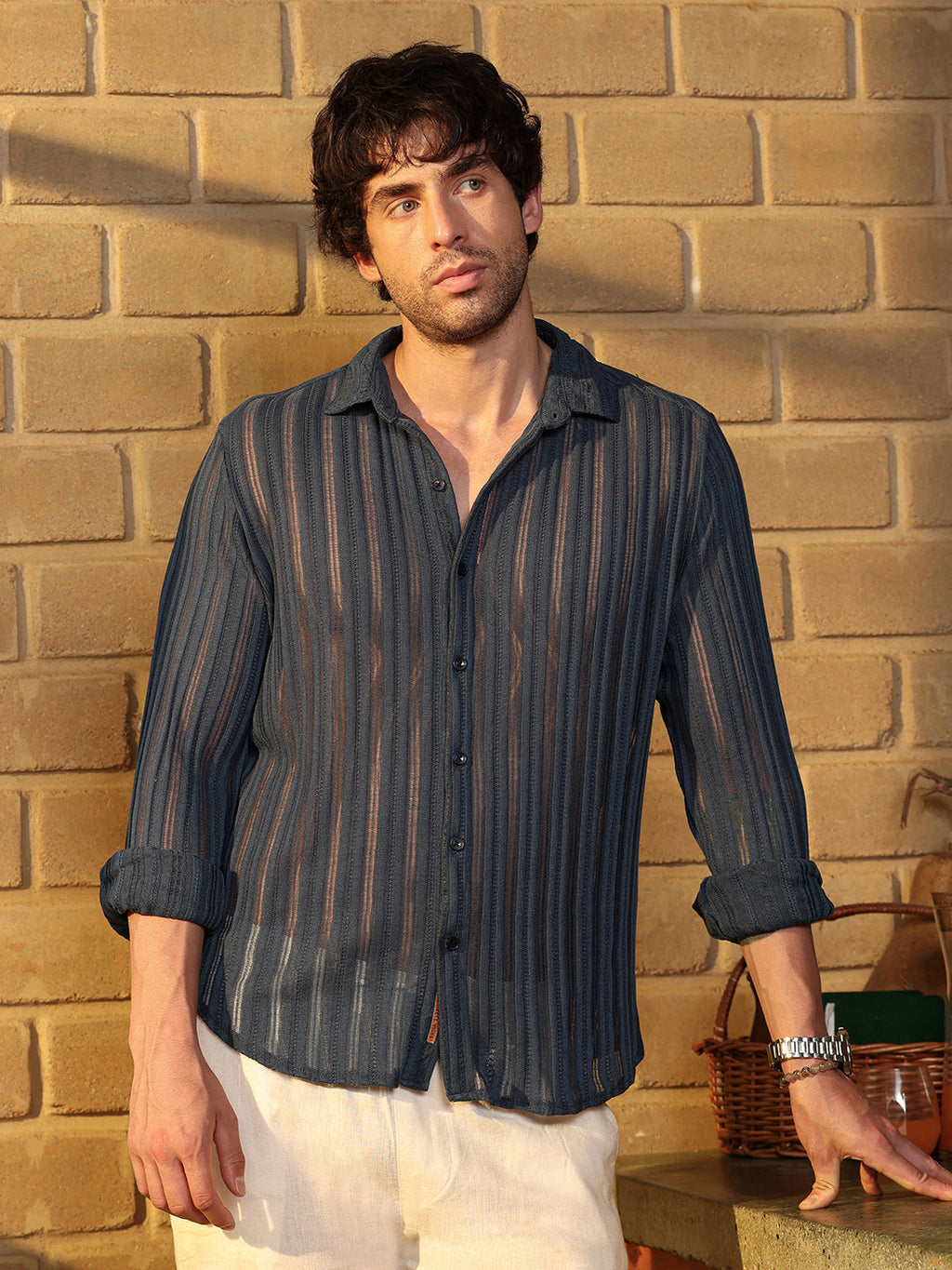 Panel Jacquard-Knit Shirt