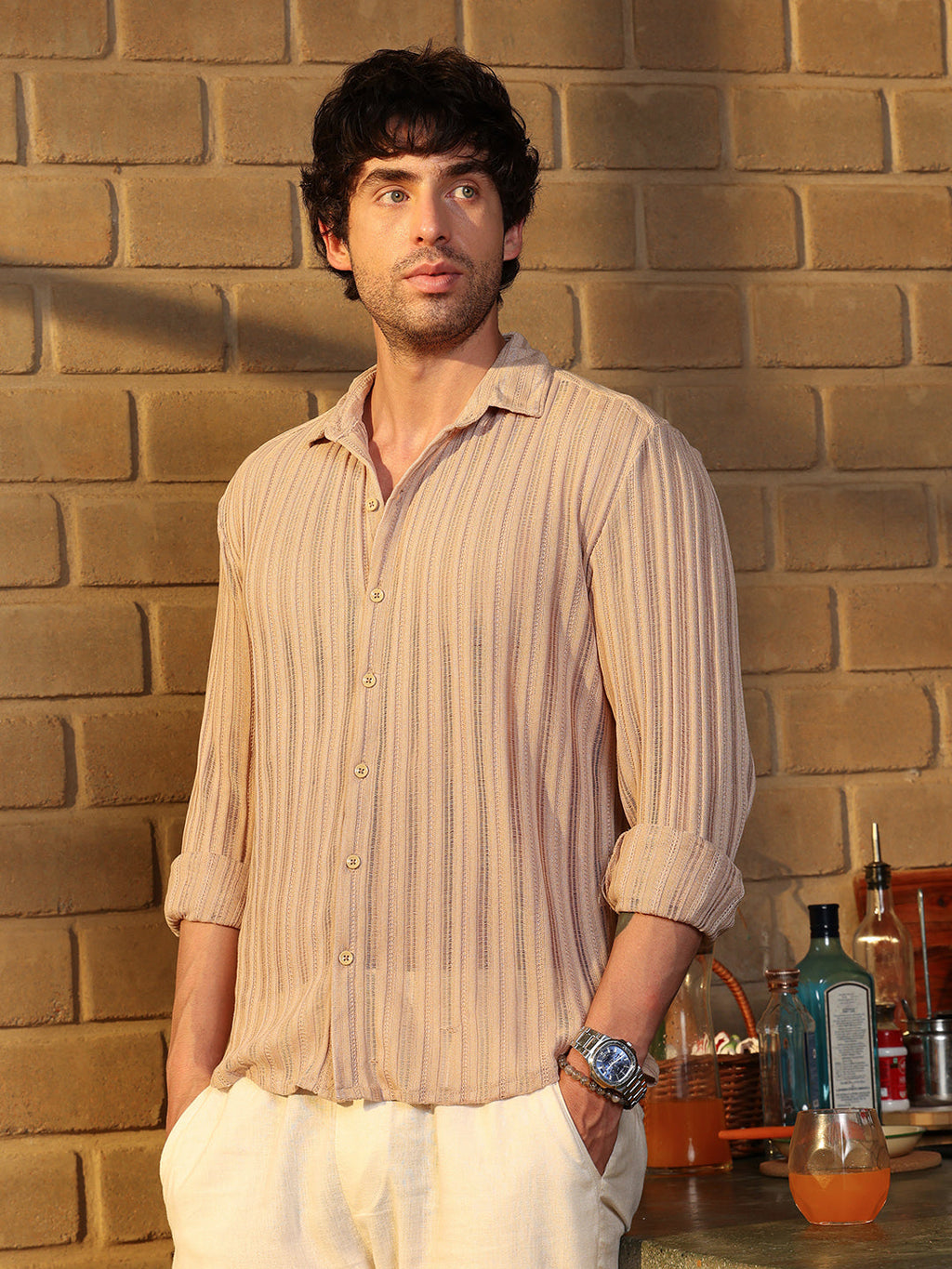 Panel Jacquard-Knit Shirt