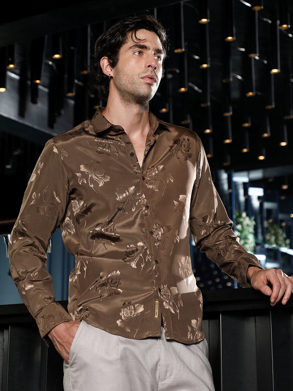 Roses-Jacquard Satin Shirt