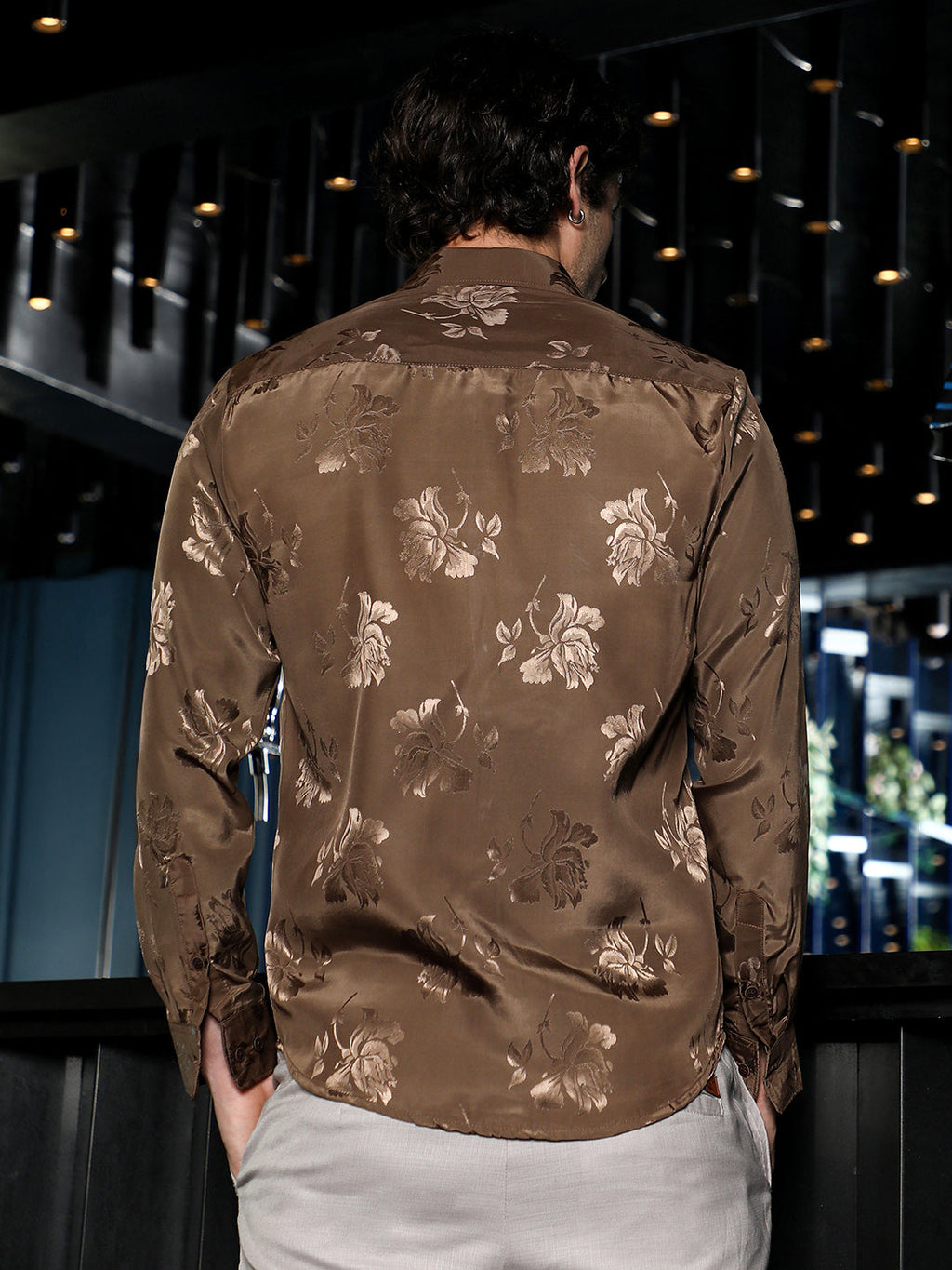 Roses-Jacquard Satin Shirt