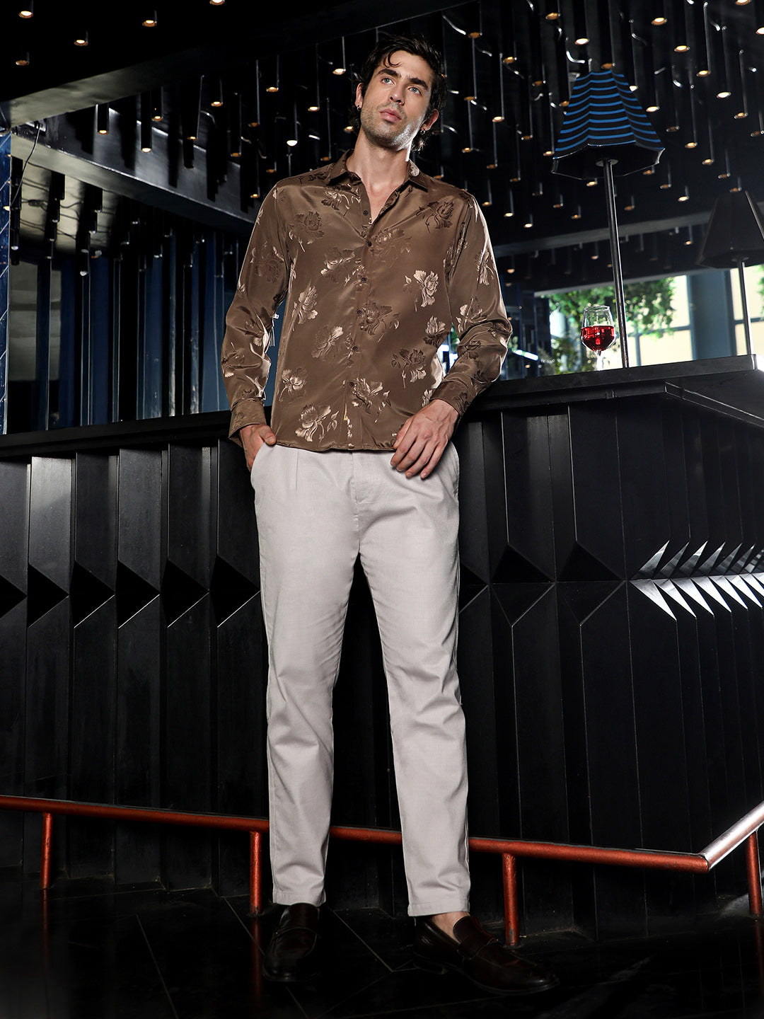 Roses-Jacquard Satin Shirt