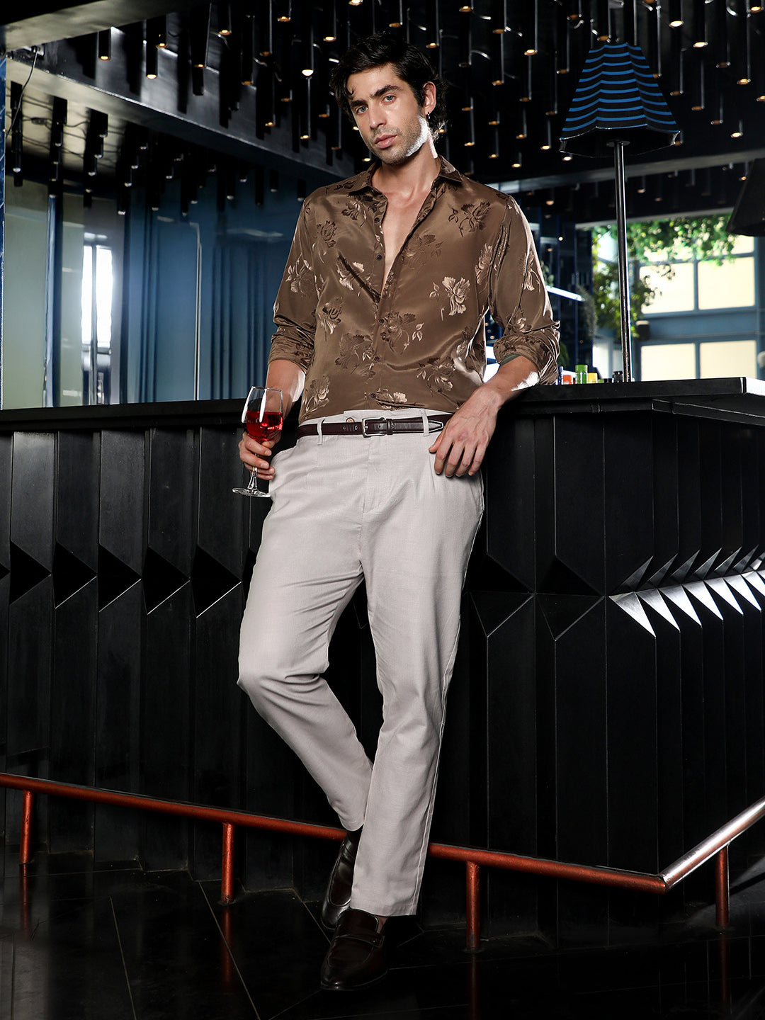 Roses-Jacquard Satin Shirt