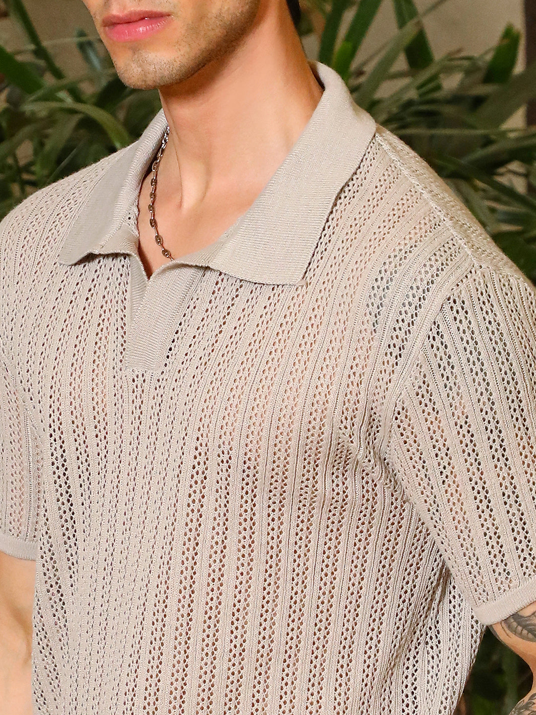 Tactile-Knit Polo T-Shirt