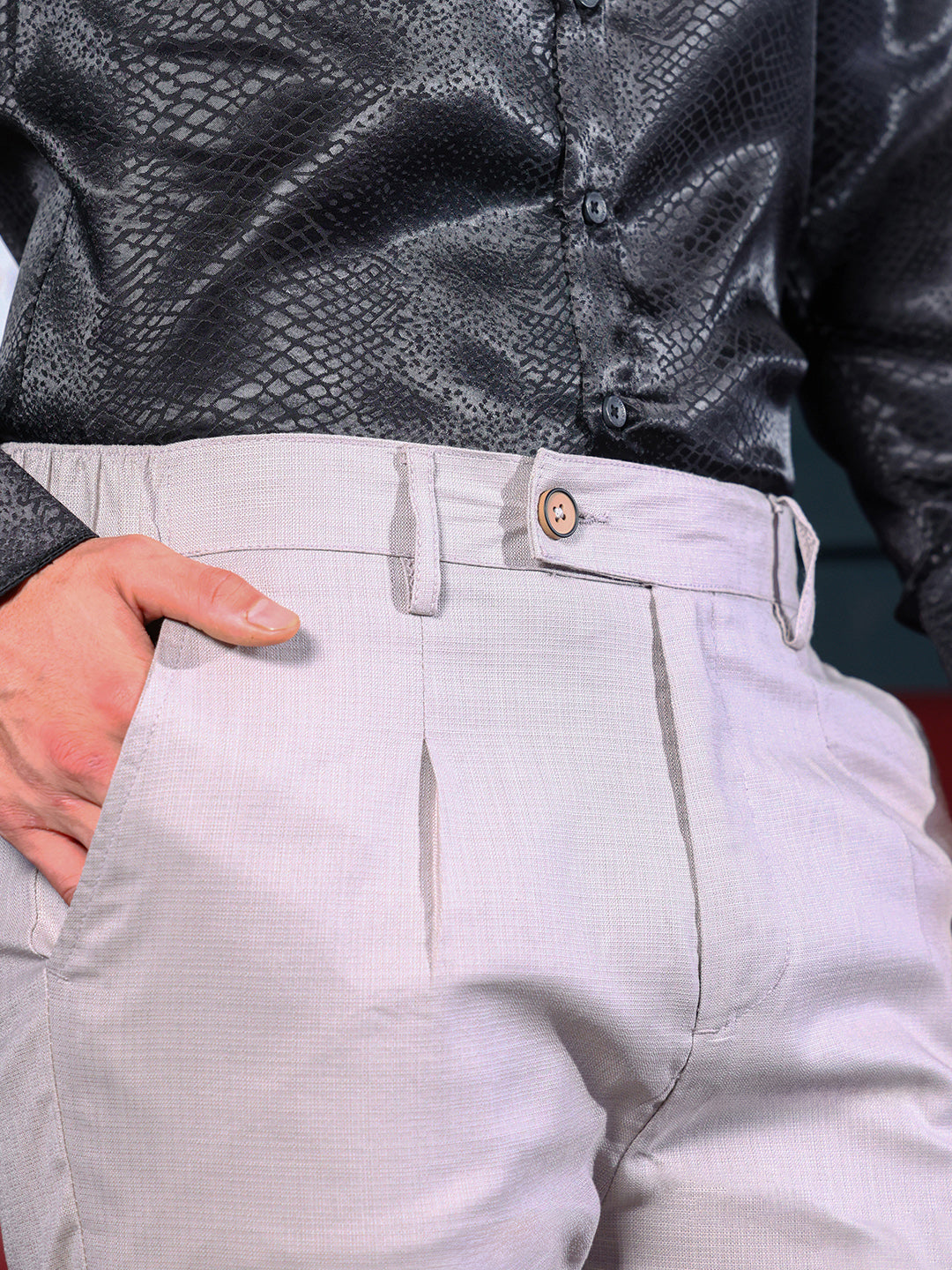 Pleated Slim-Tailored Trousers