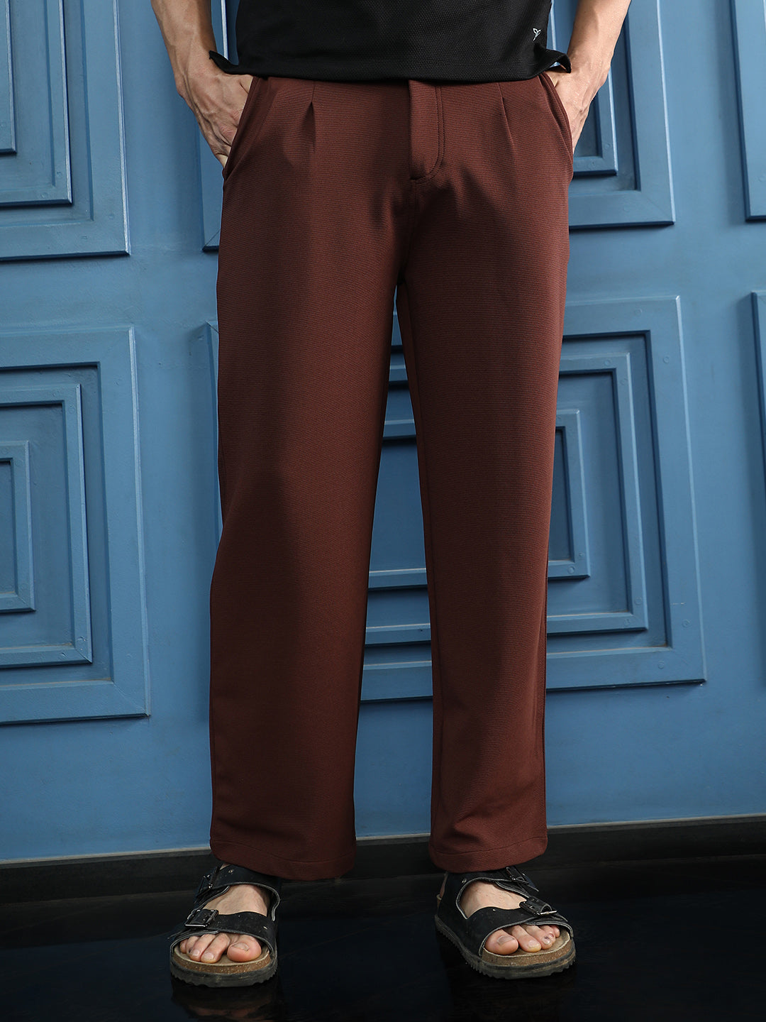 Ribbed Straight-Fit Trousers