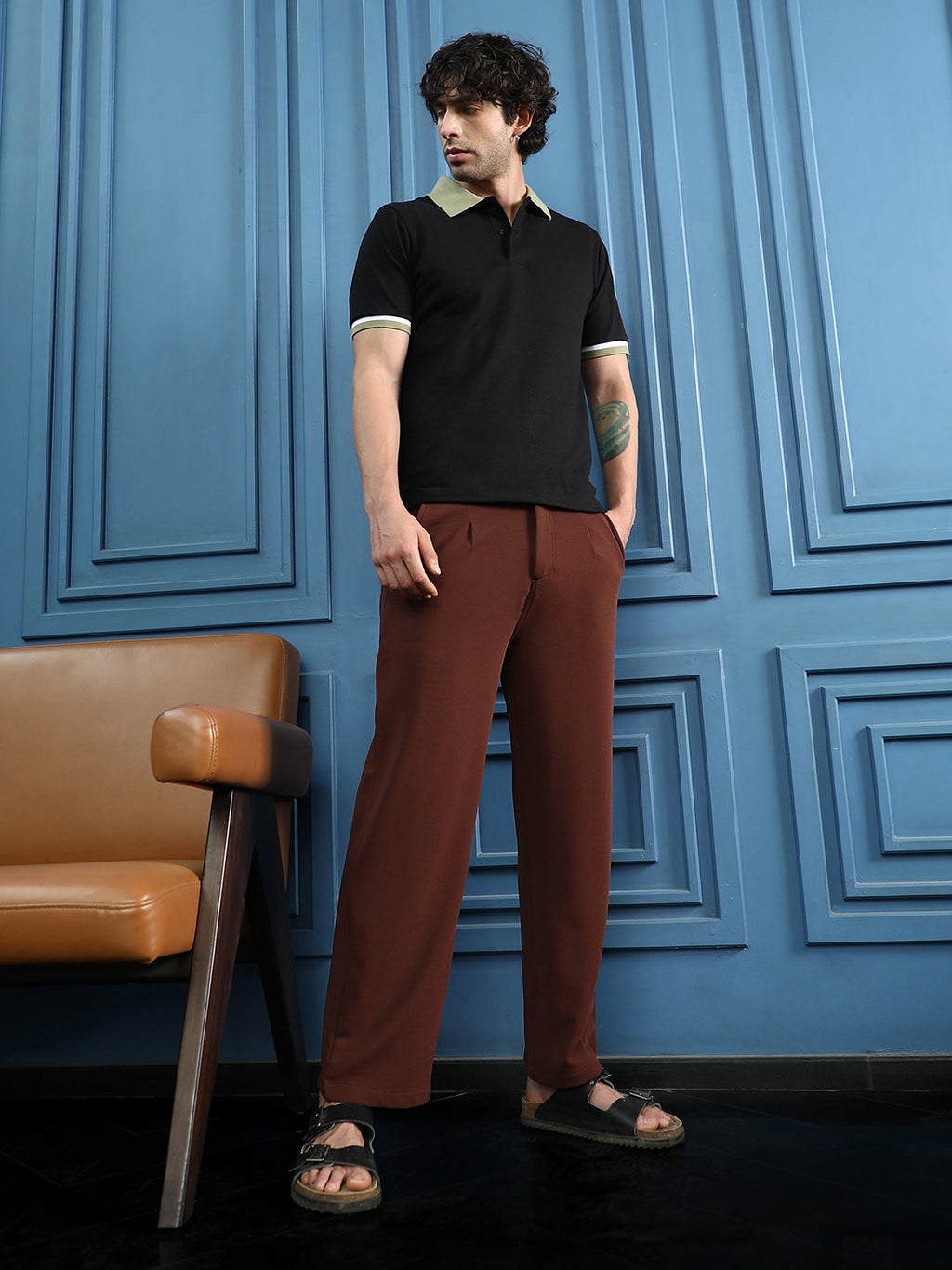 Ribbed Straight-Fit Trousers
