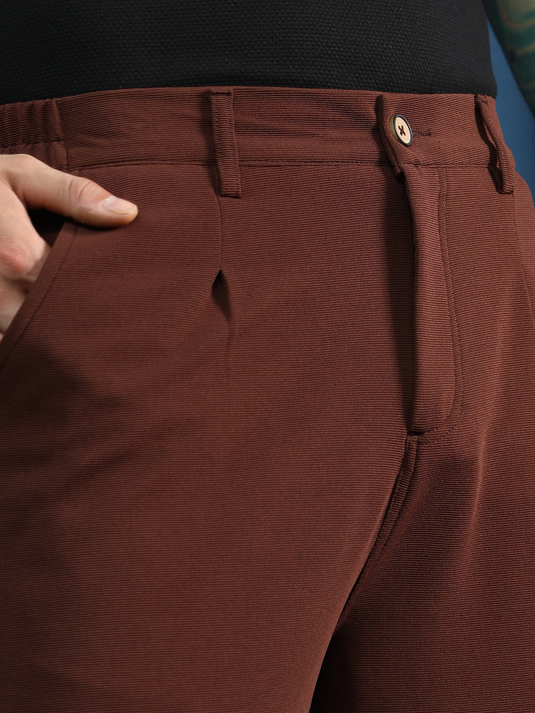 Ribbed Straight-Fit Trousers