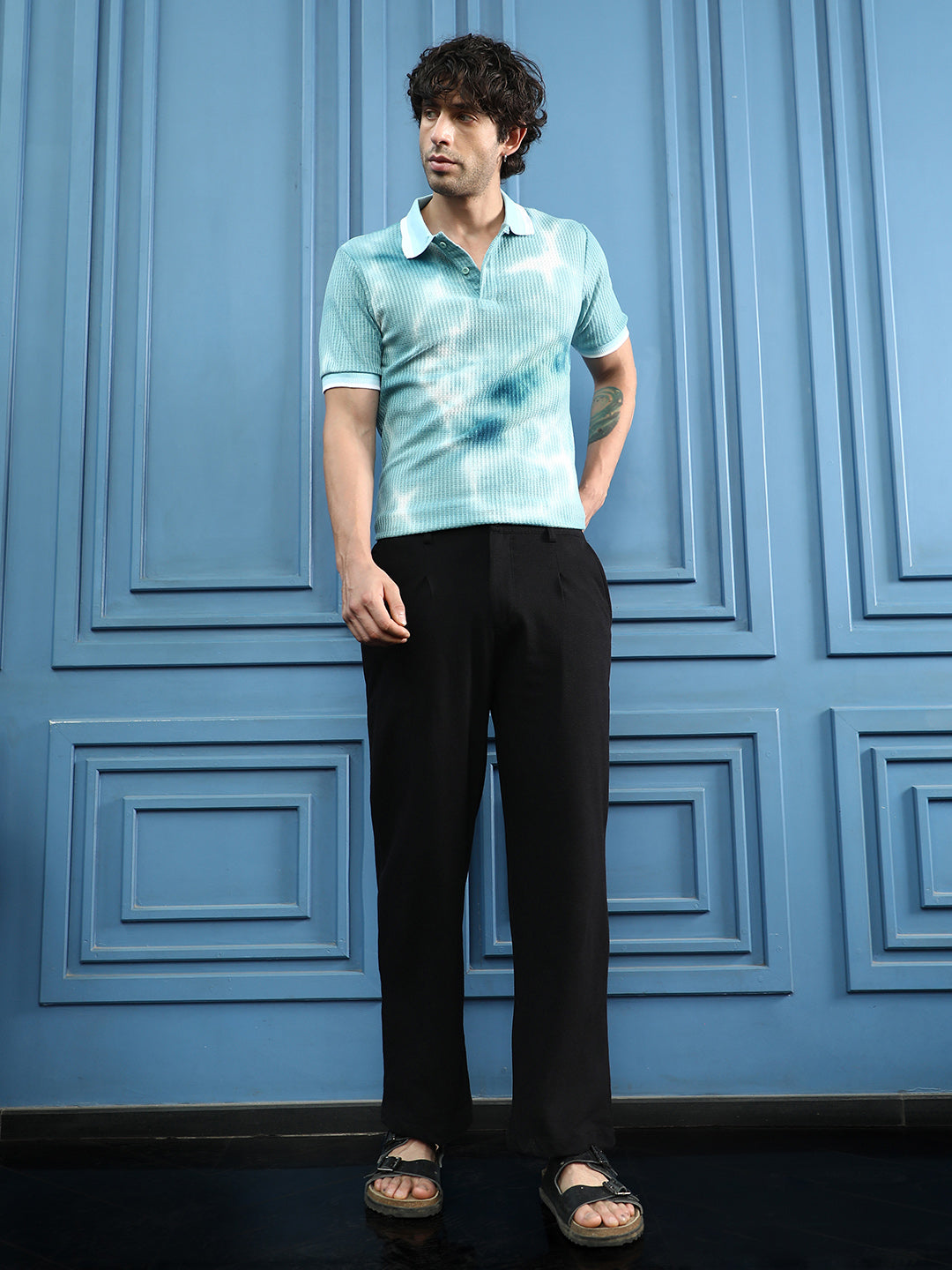 Textured Straight-Fit Trousers