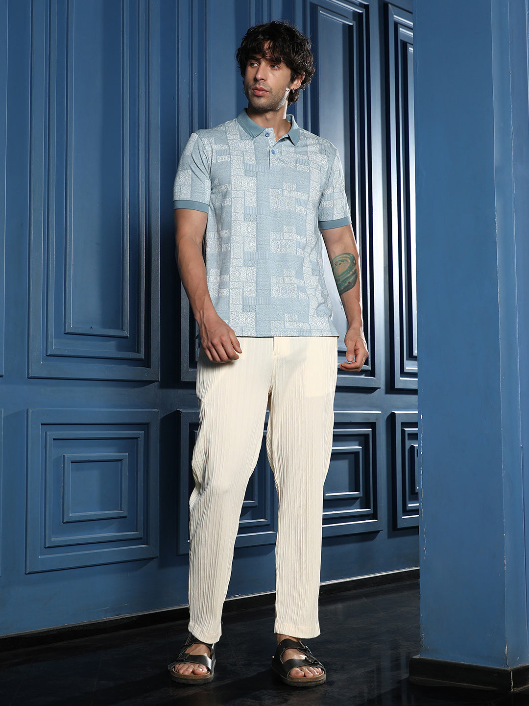 Pin-Tactile Chino Trousers