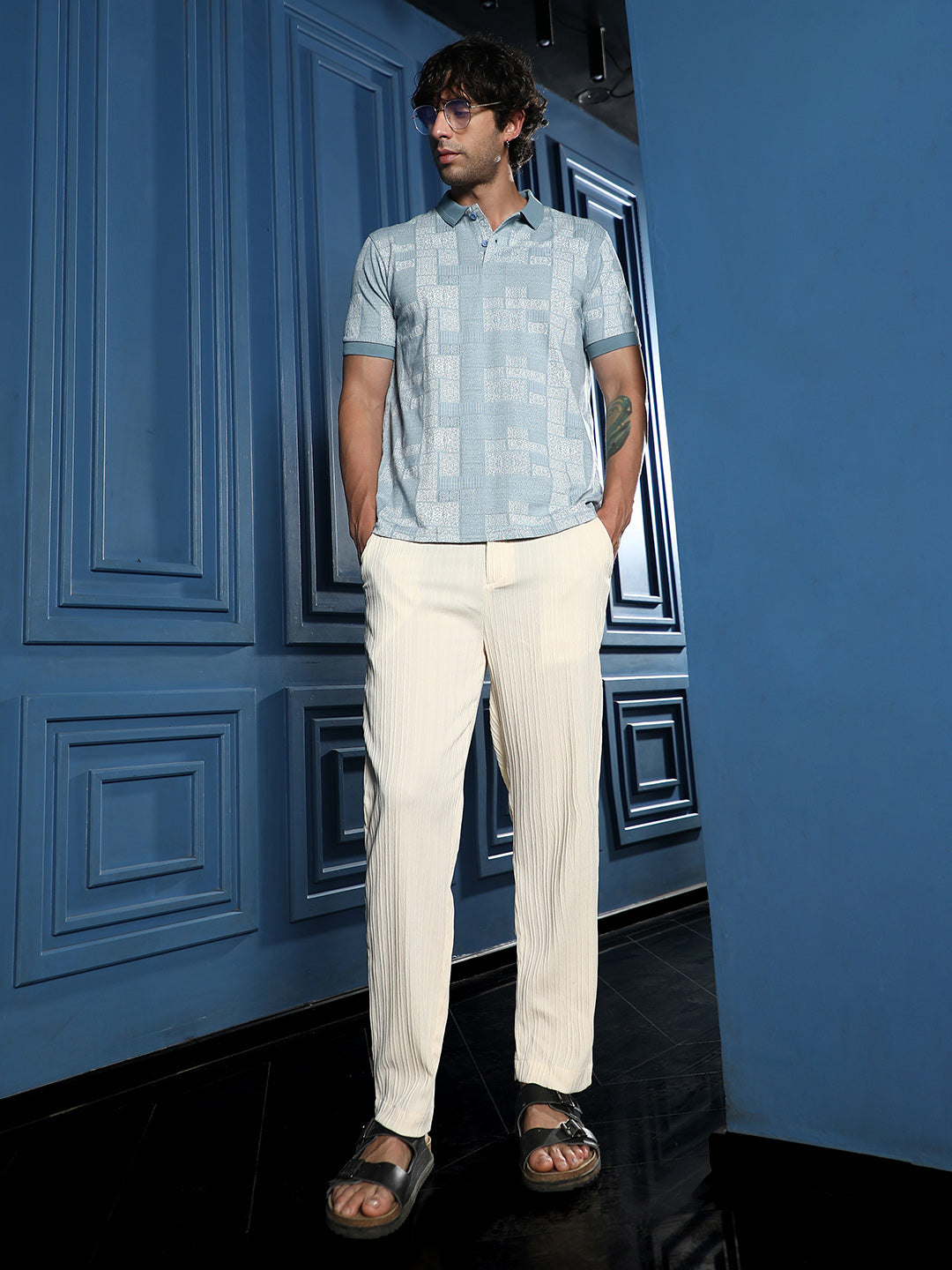 Pin-Tactile Chino Trousers