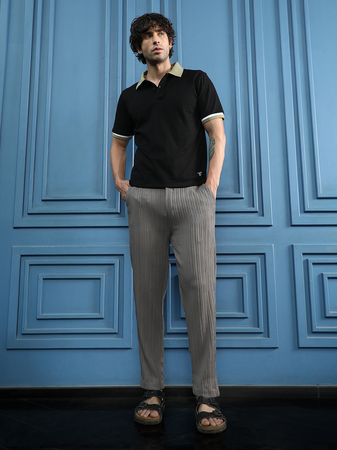 Pin-Tactile Chino Trousers