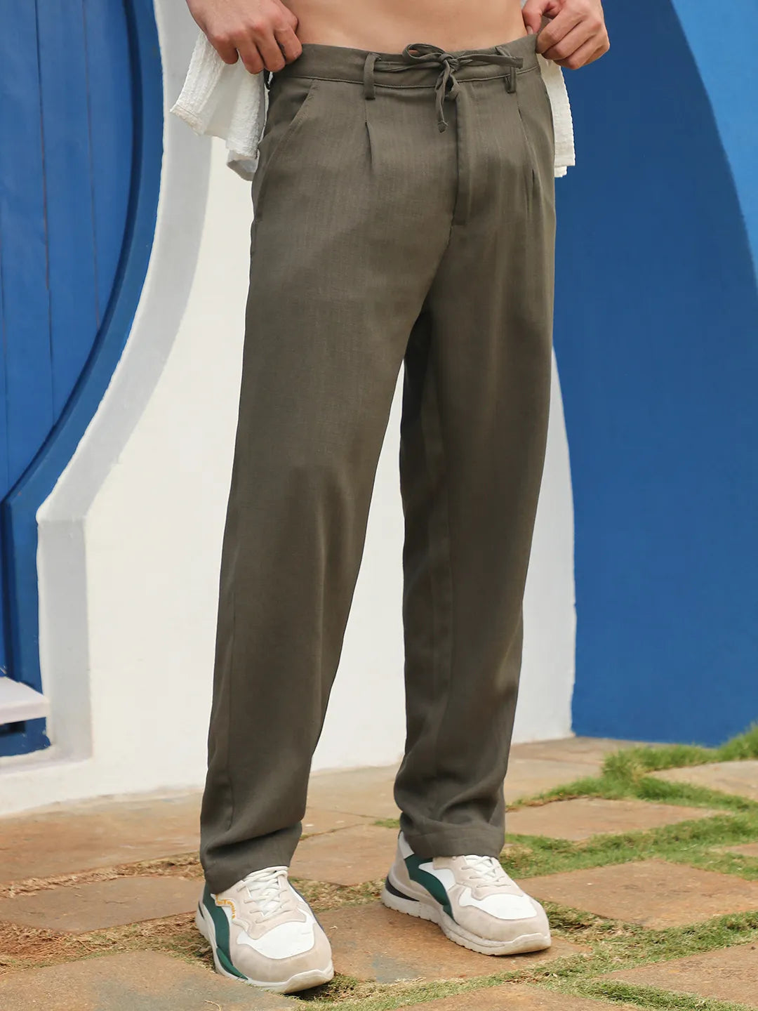 Tailored Linen-Blend Trousers