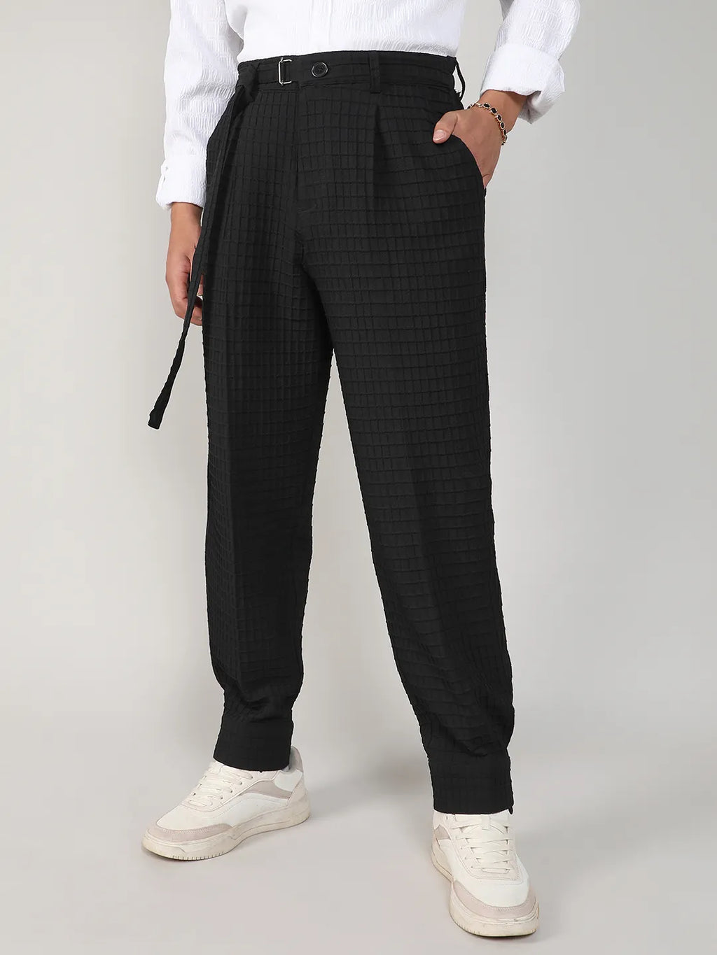 Lightweight - Textured Graph Check Trousers