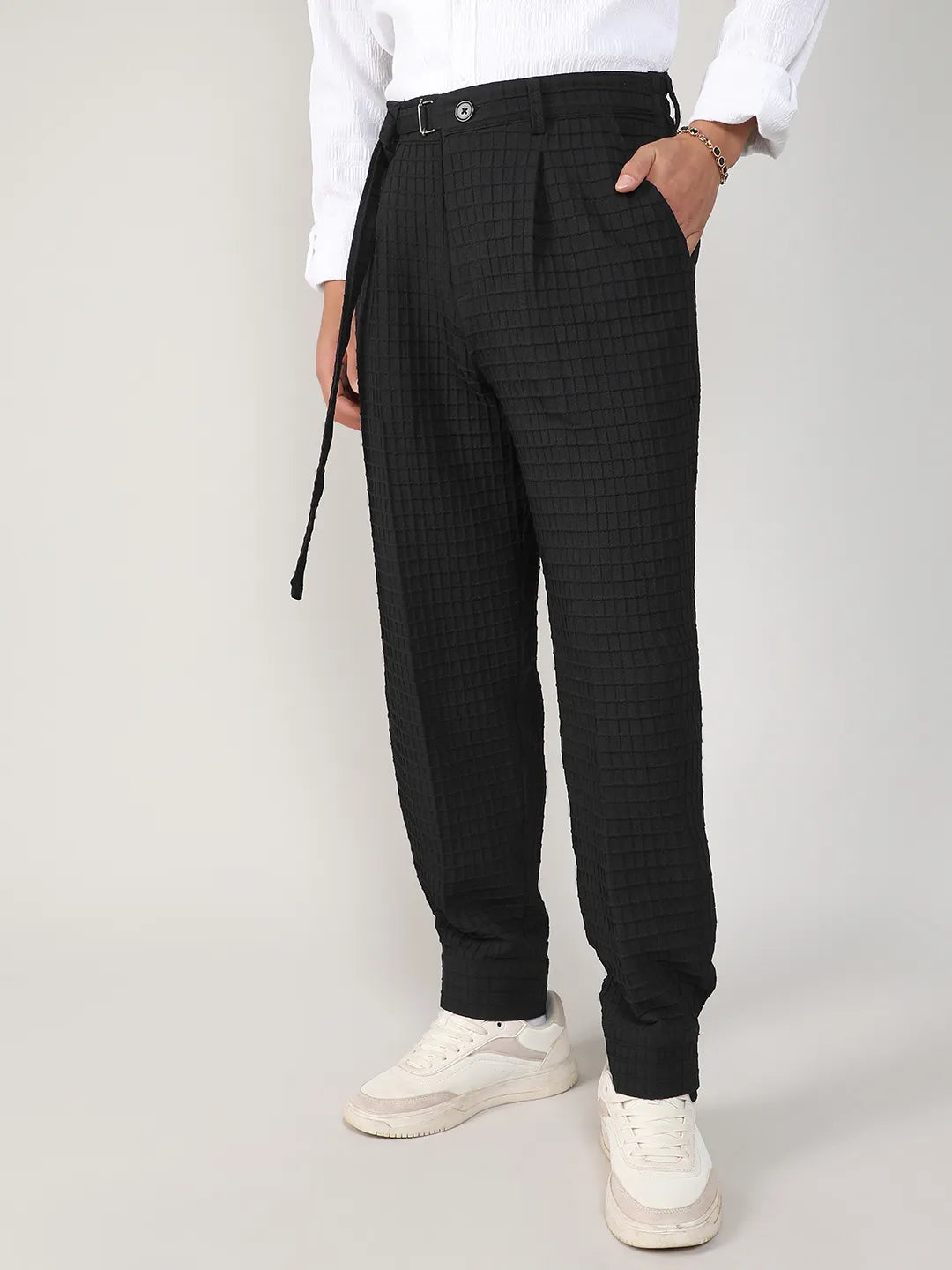 Lightweight - Textured Graph Check Trousers