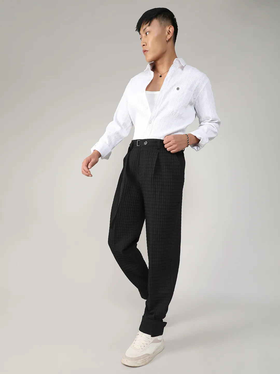 Lightweight - Textured Graph Check Trousers