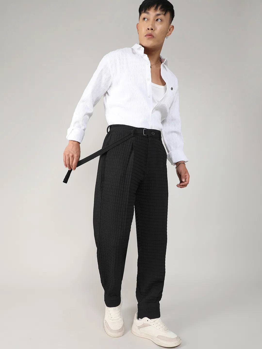 Lightweight - Textured Graph Check Trousers