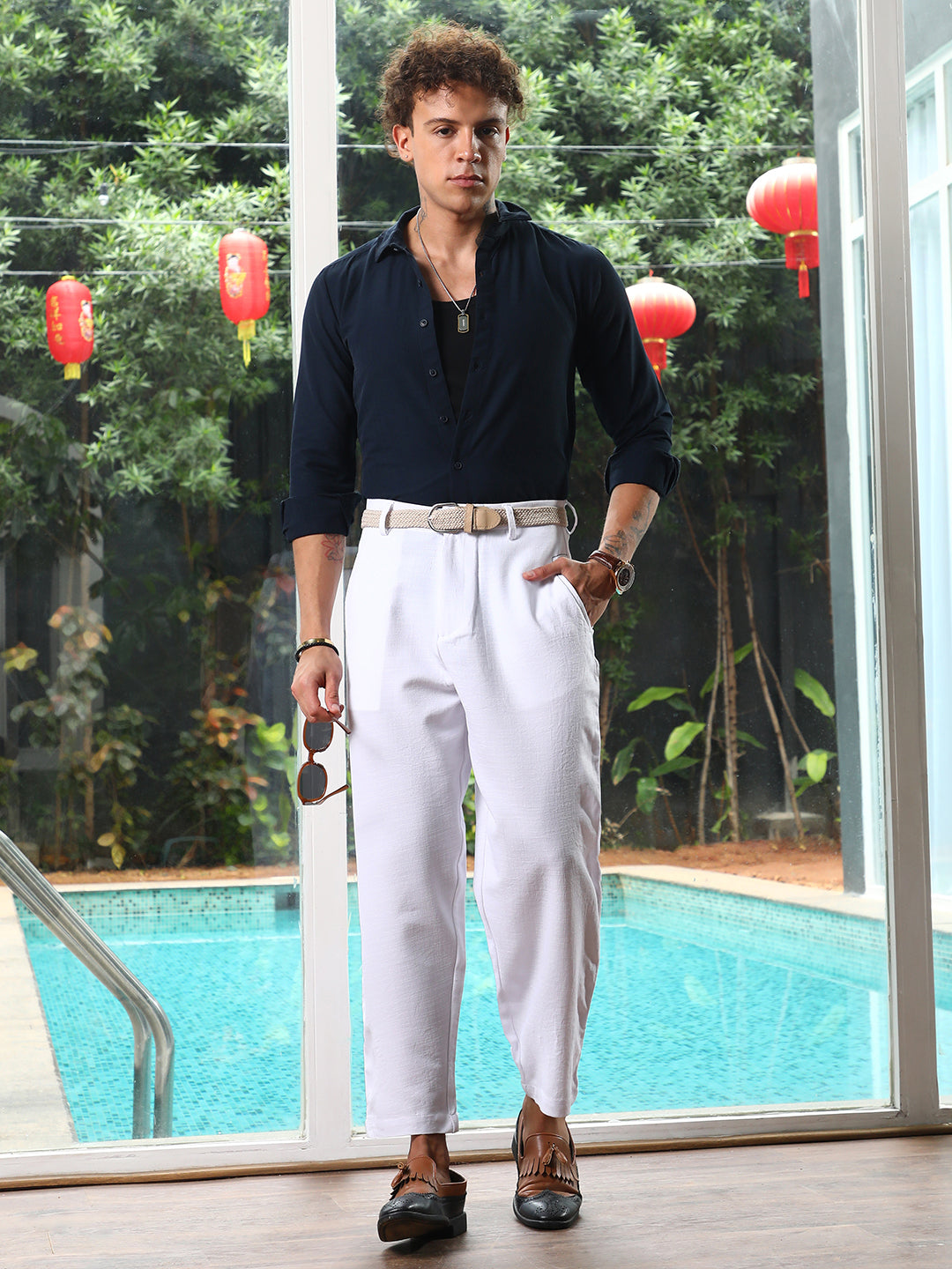 Tailored Linen-Blend Trousers