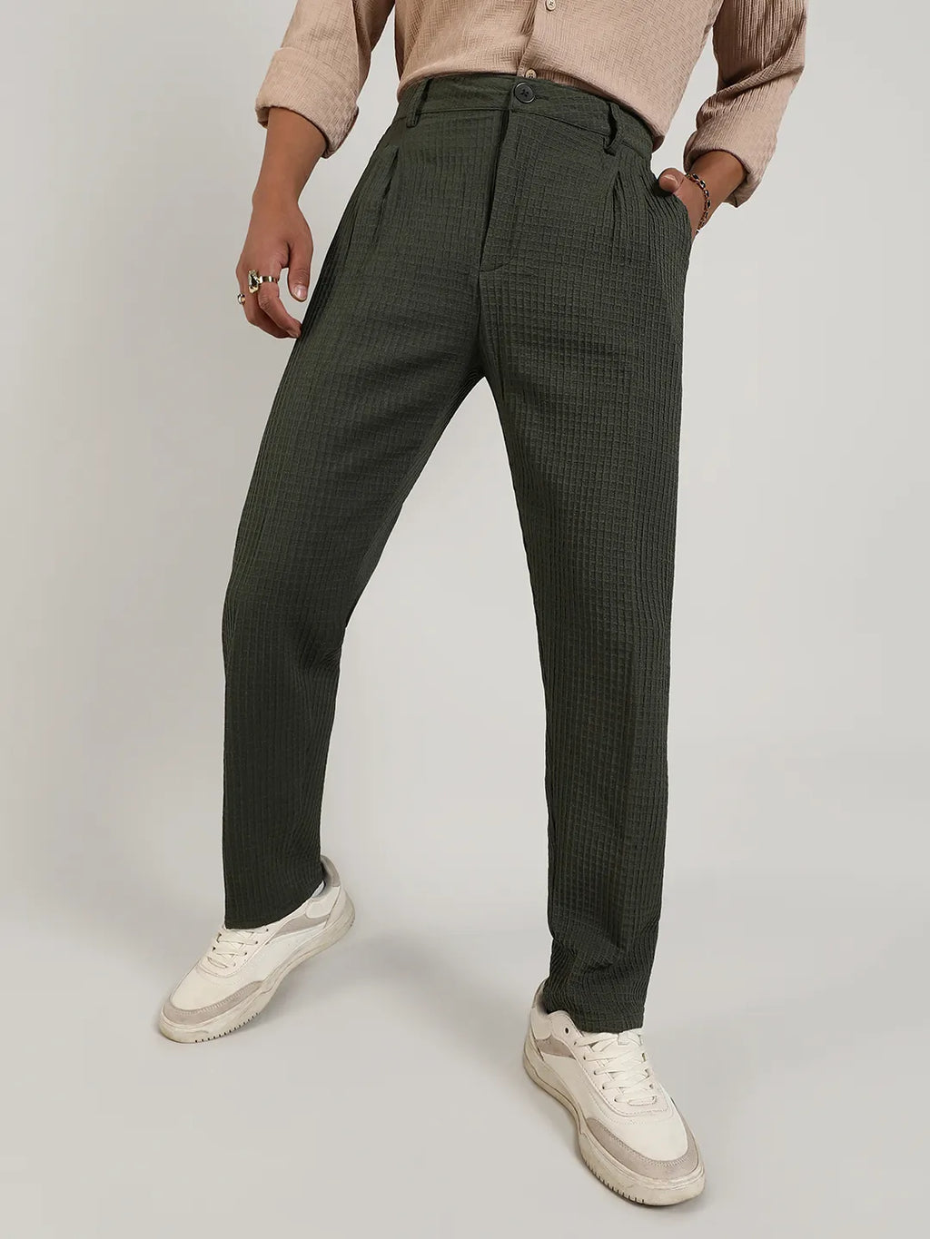 Lightweight - Textured Graph Check Trousers
