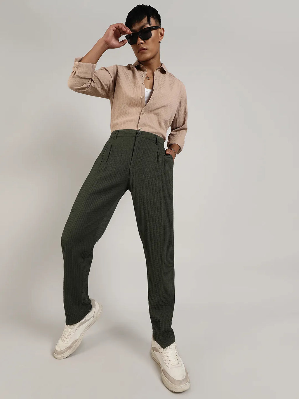 Lightweight - Textured Graph Check Trousers