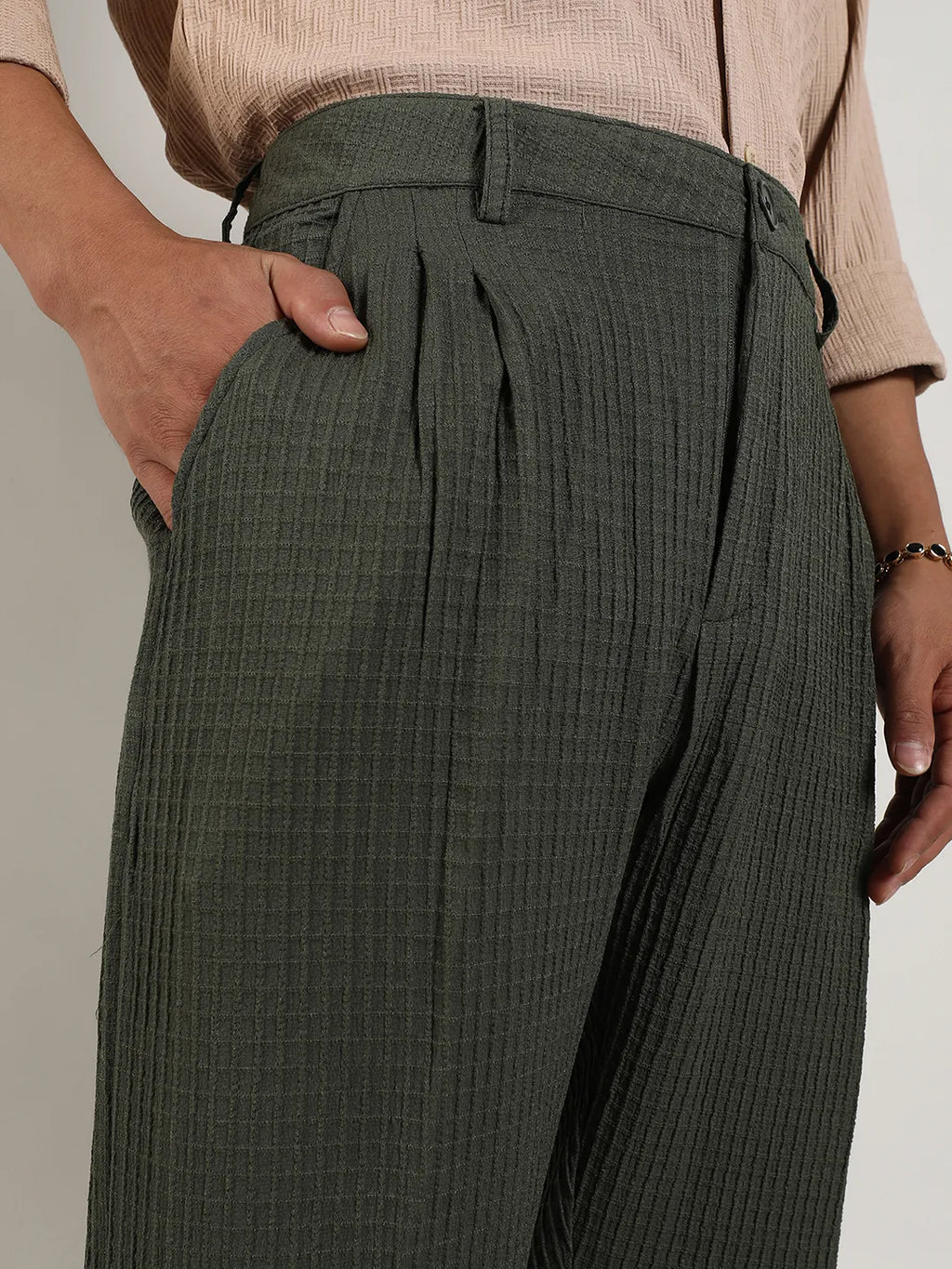 Lightweight - Textured Graph Check Trousers