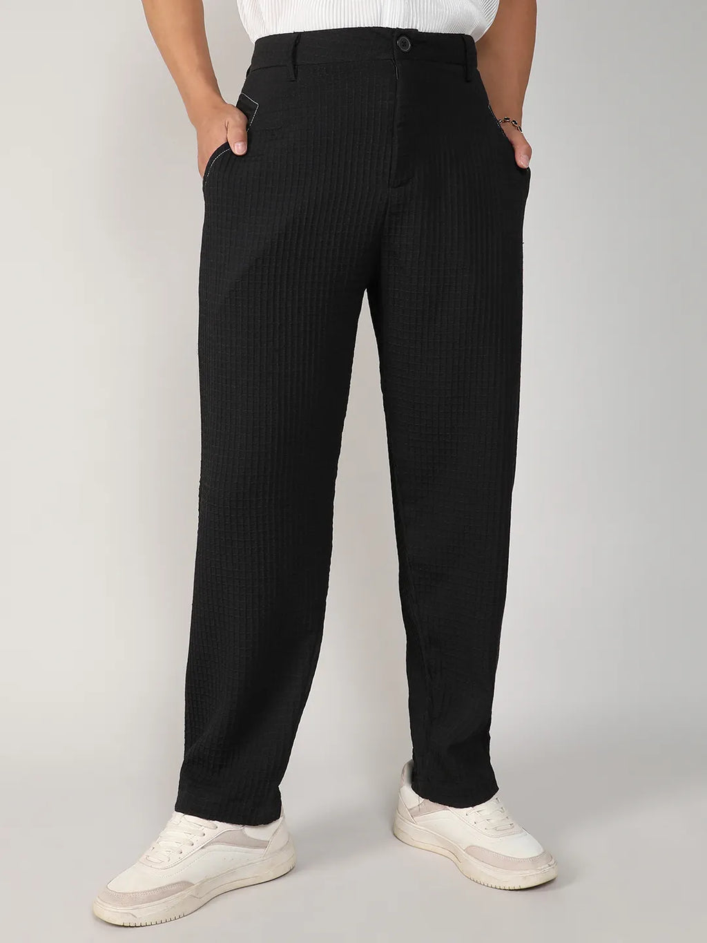 Lightweight - Textured Graph Check Trousers
