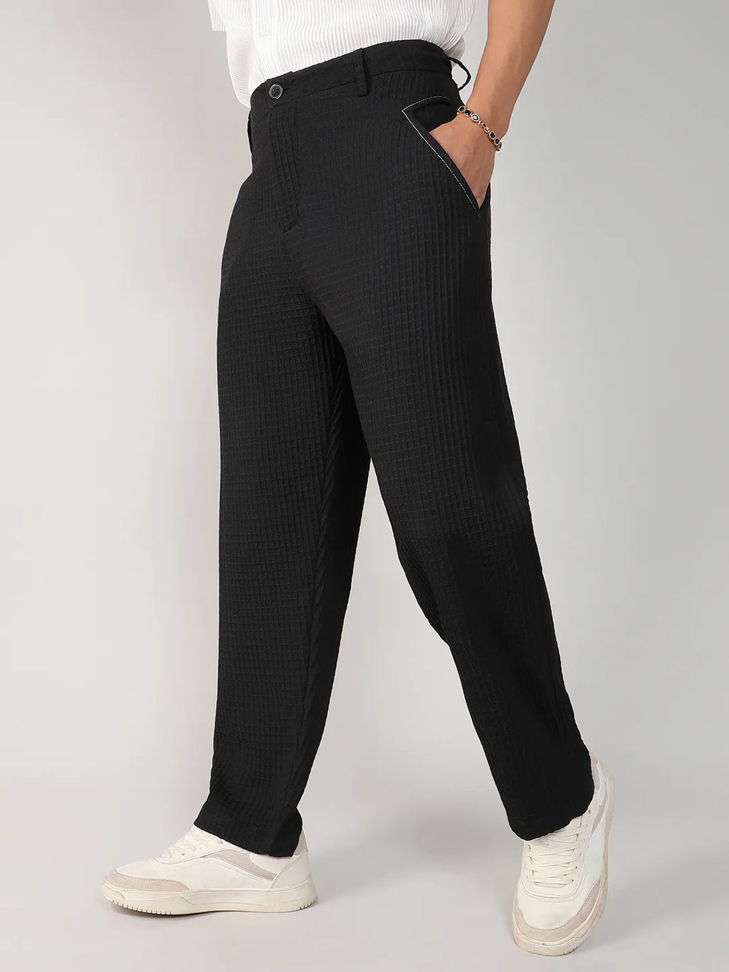 Lightweight - Textured Graph Check Trousers
