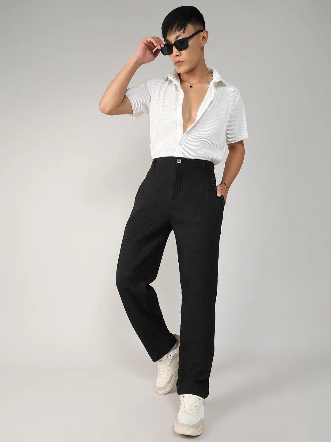 Lightweight - Textured Graph Check Trousers