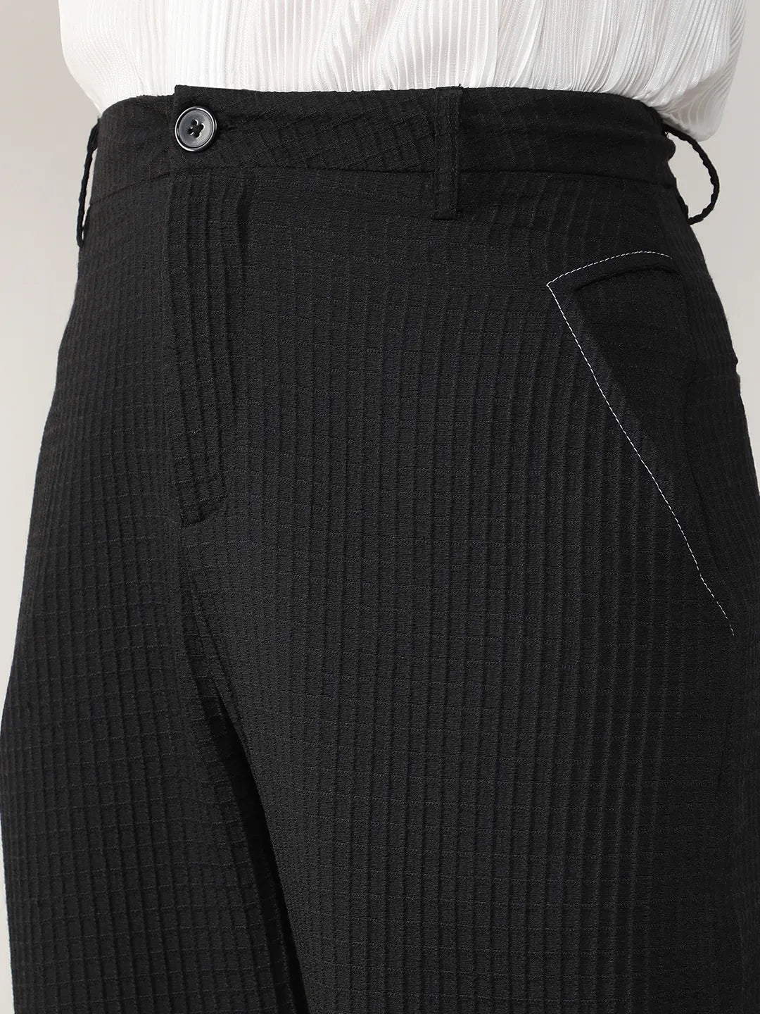 Textured Graph Check Trousers