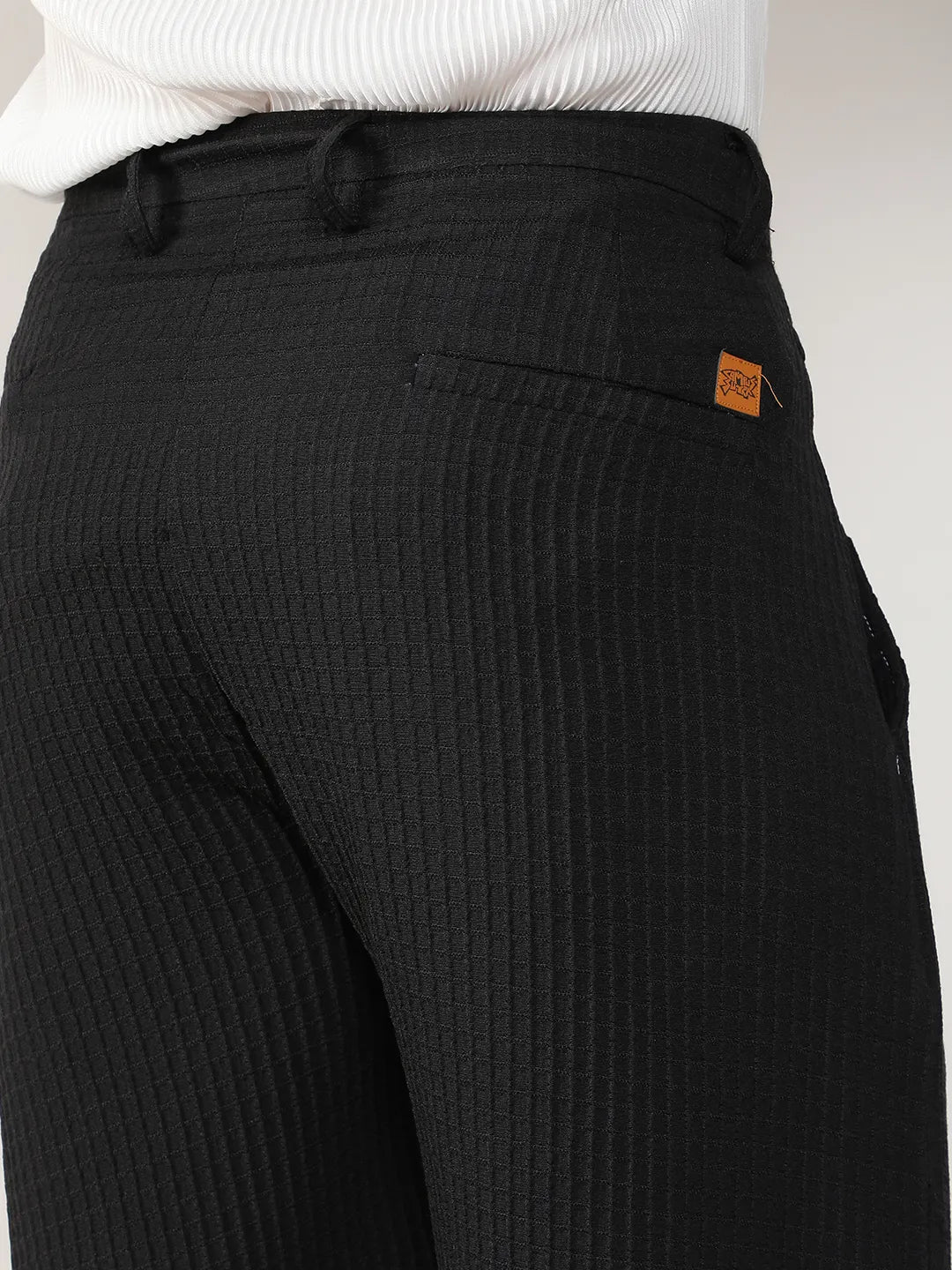 Textured Graph Check Trousers