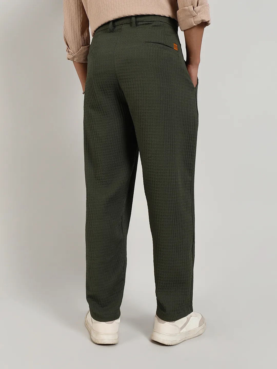 Textured Graph Check Trousers