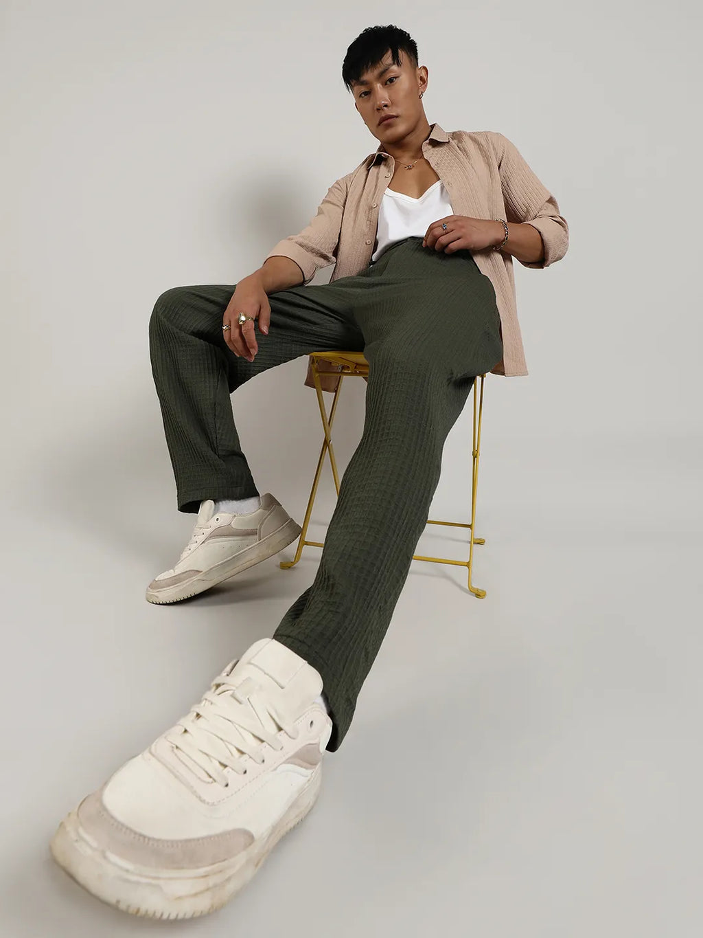 Lightweight - Textured Graph Check Trousers