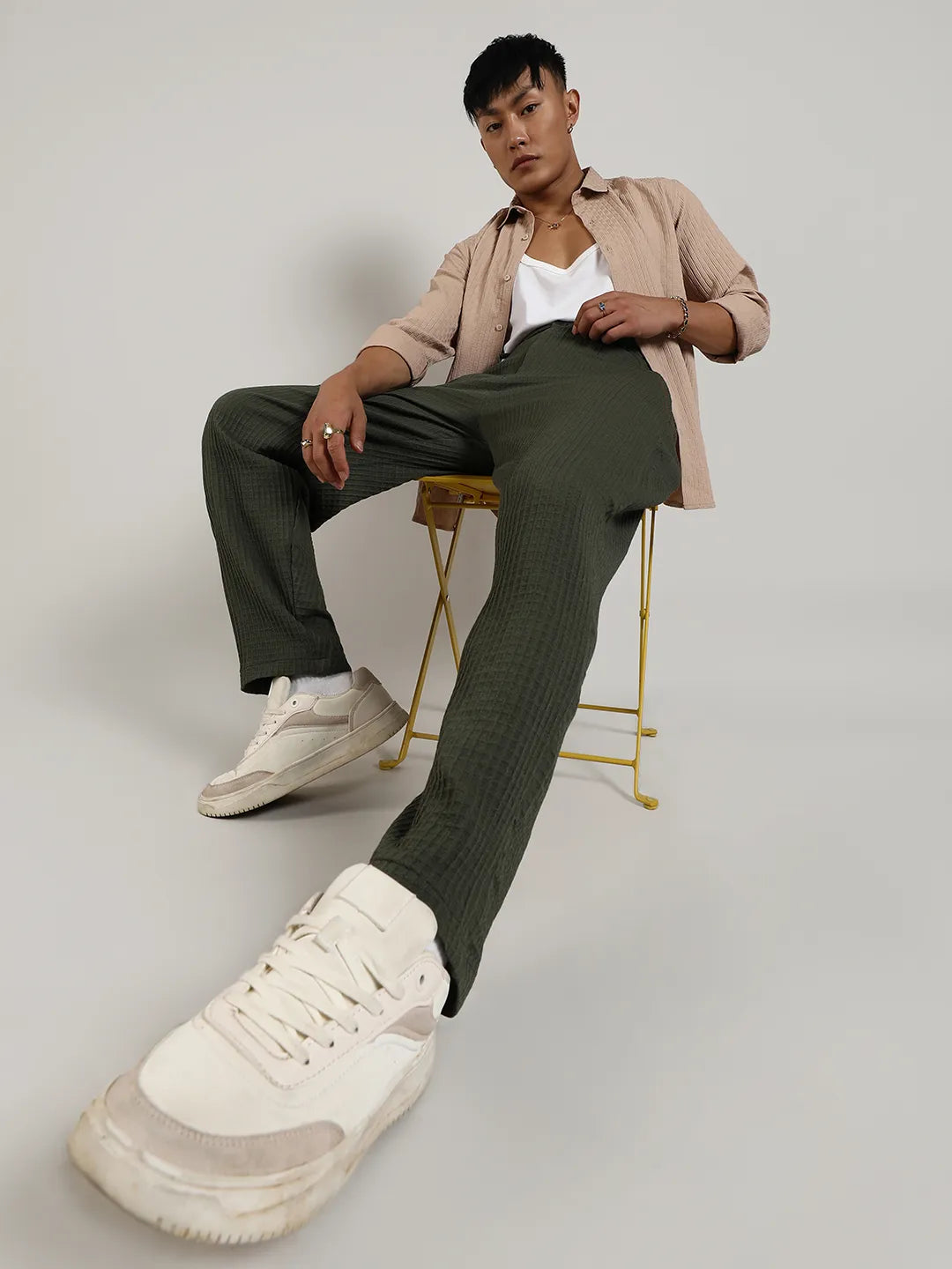 Lightweight - Textured Graph Check Trousers