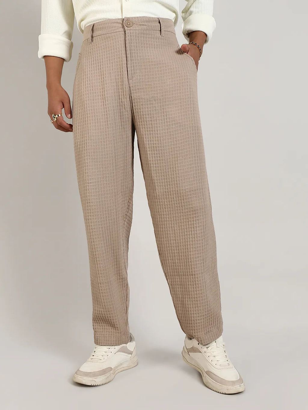 Lightweight - Textured Graph Check Trousers