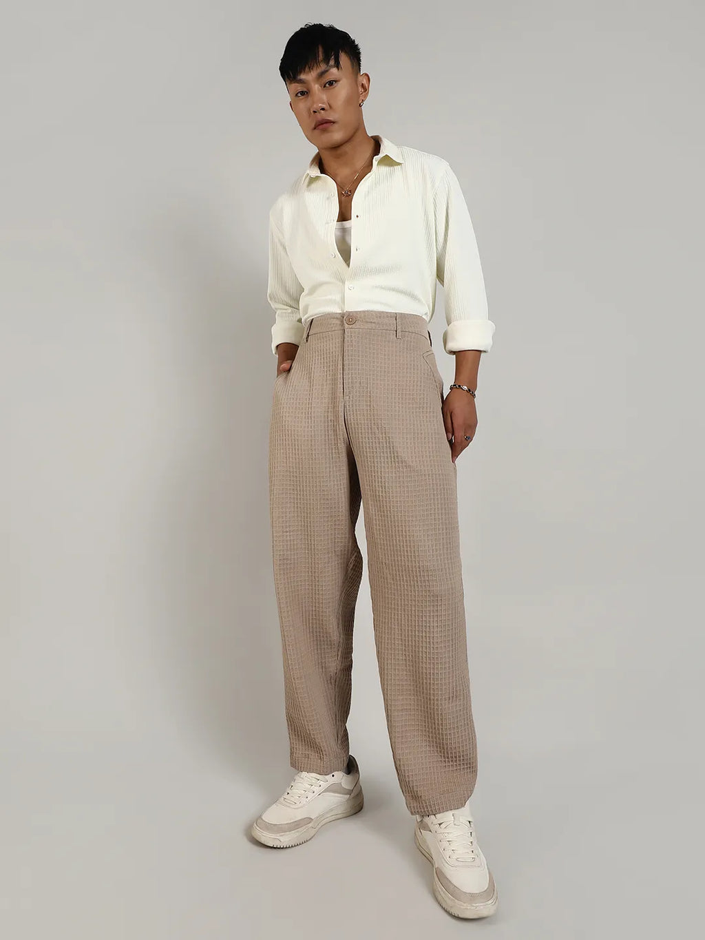 Lightweight - Textured Graph Check Trousers