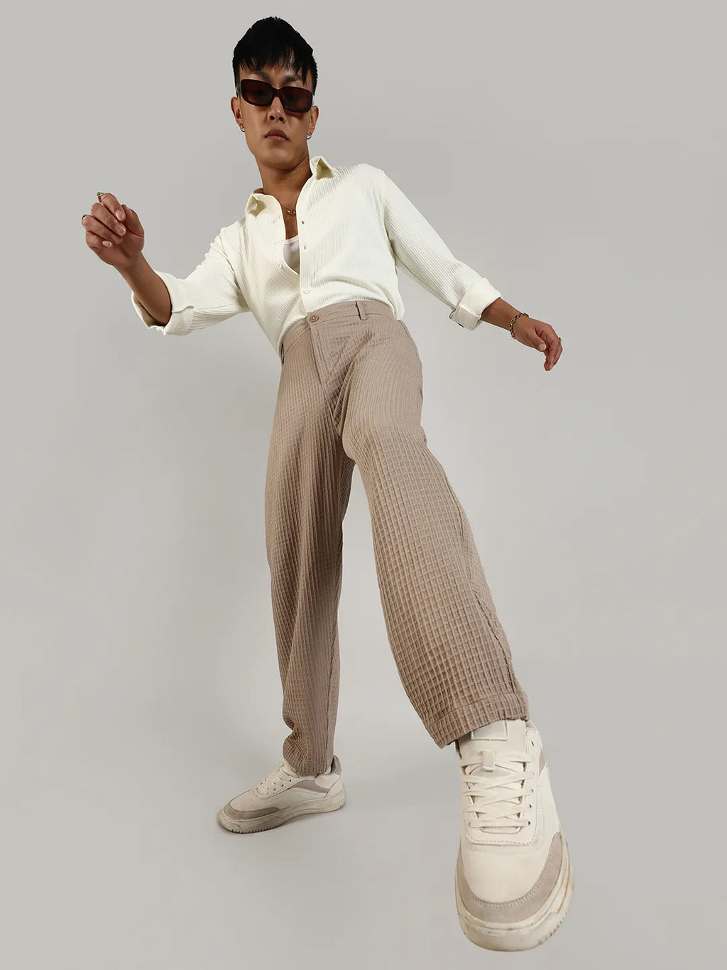 Lightweight - Textured Graph Check Trousers