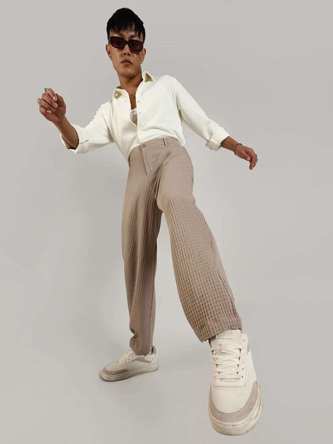 Lightweight - Textured Graph Check Trousers