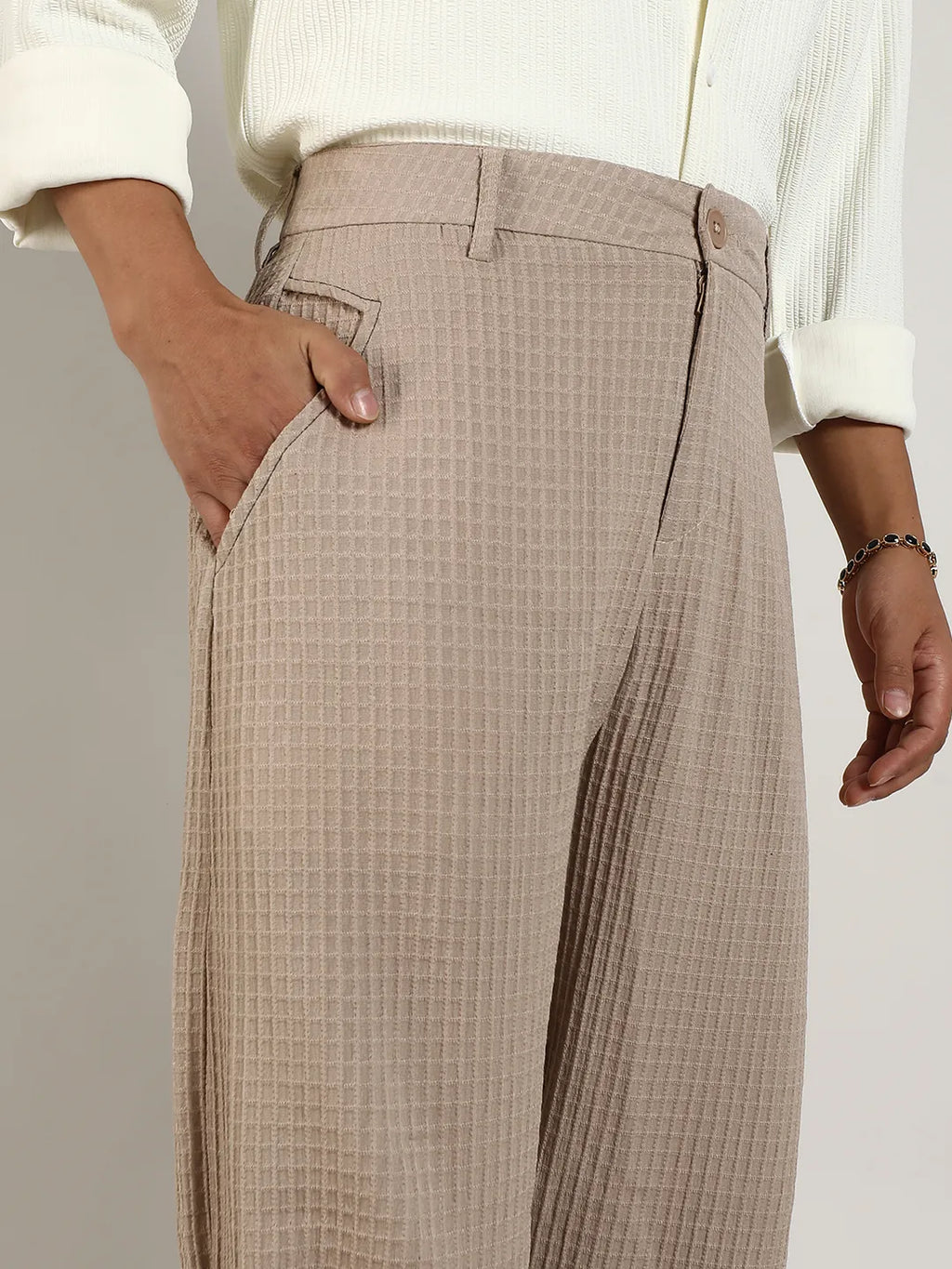 Lightweight - Textured Graph Check Trousers