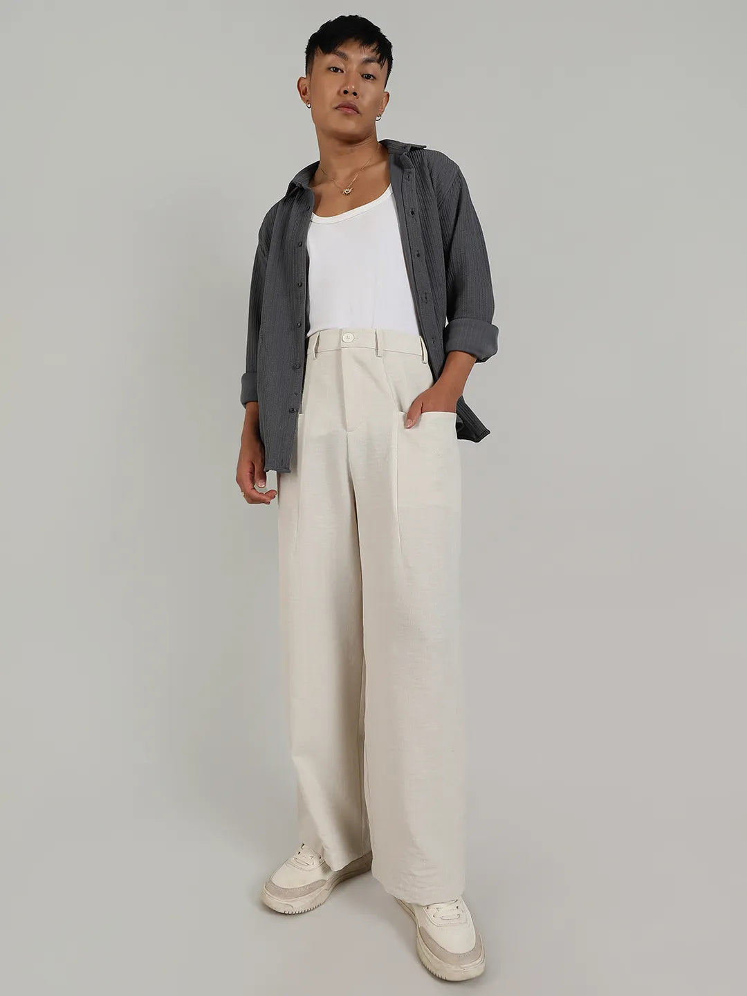 Tailored Linen-Blend Trousers