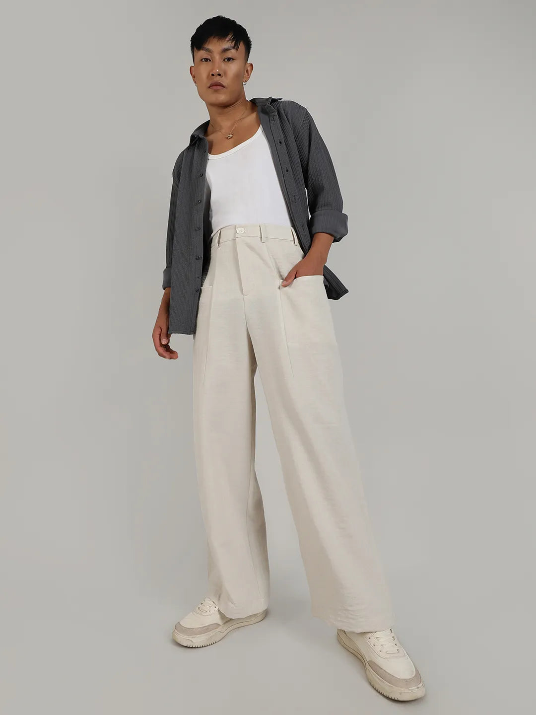 Tailored Linen-Blend Trousers