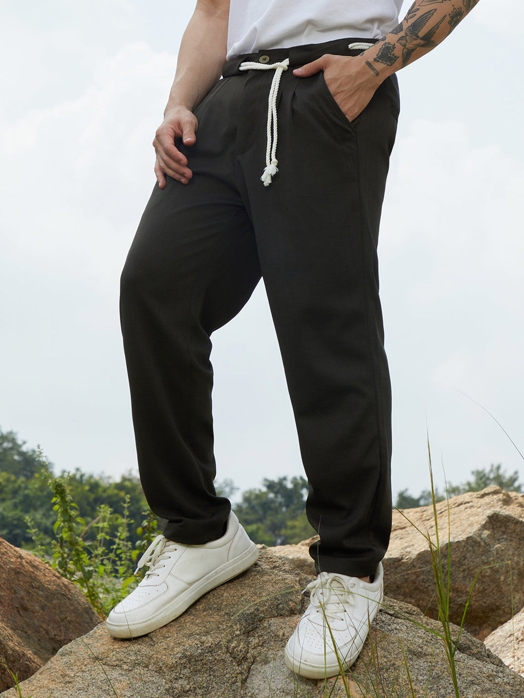 Lightweight - Belted-Rope Tailored Trousers