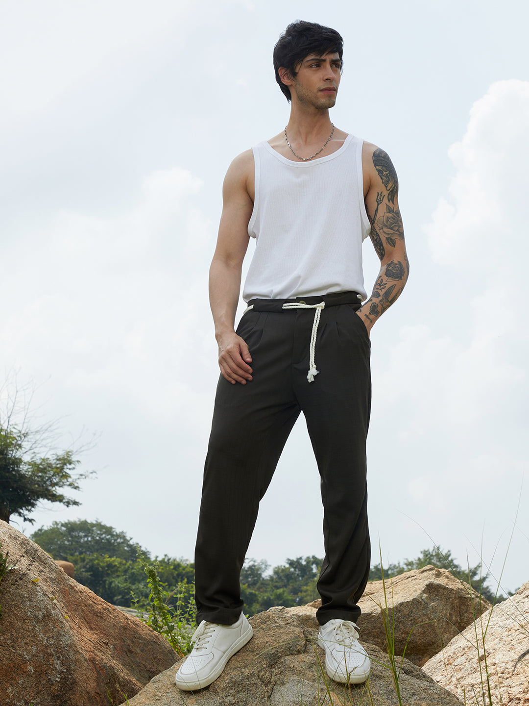 Lightweight - Belted-Rope Tailored Trousers