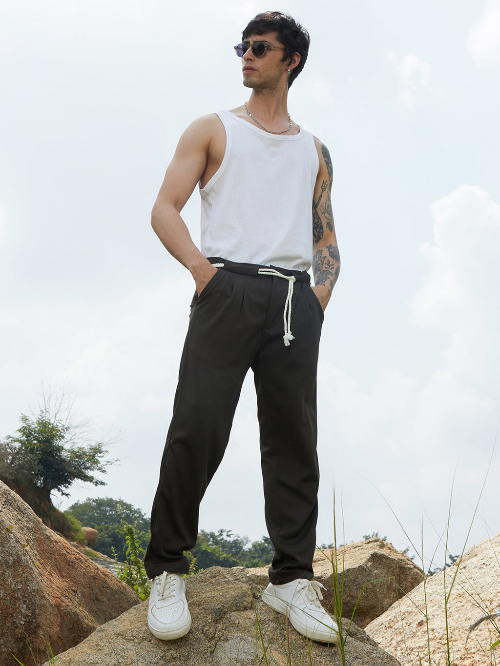 Lightweight - Belted-Rope Tailored Trousers