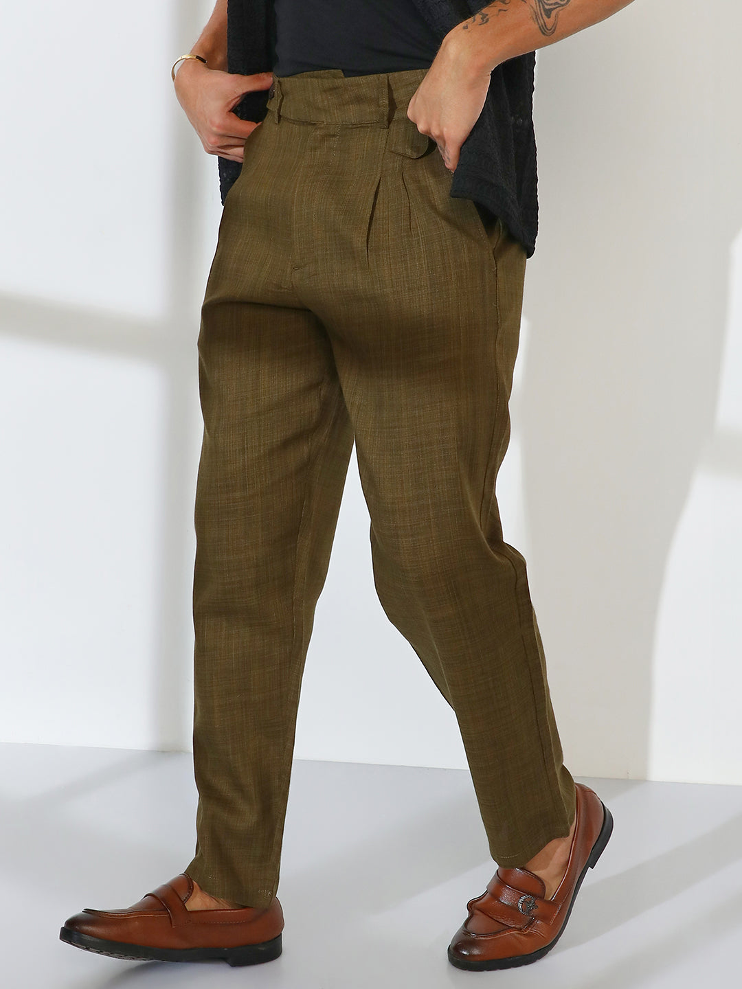 Tailored Linen-Blend Trousers