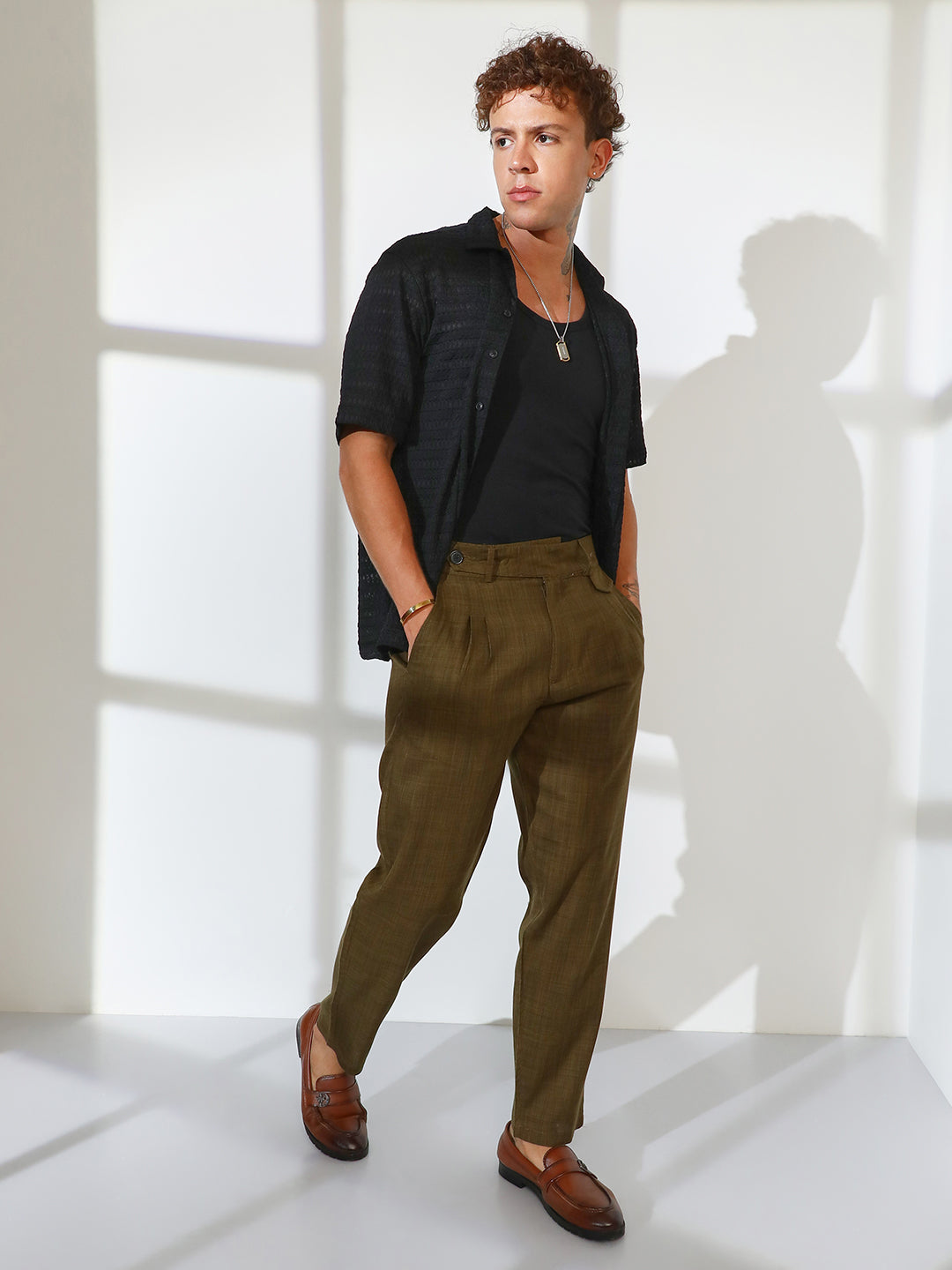 Tailored Linen-Blend Trousers