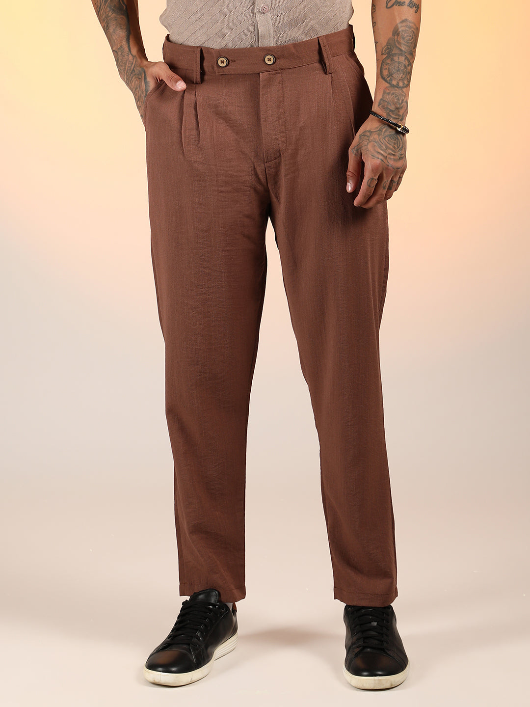 Slim-Fit Pleated Trousers