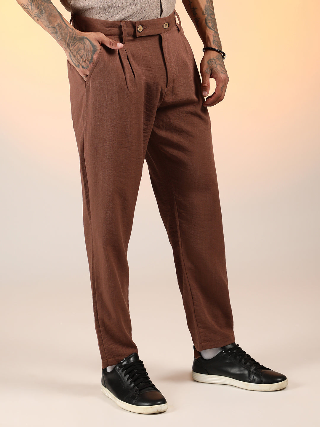 Slim-Fit Pleated Trousers