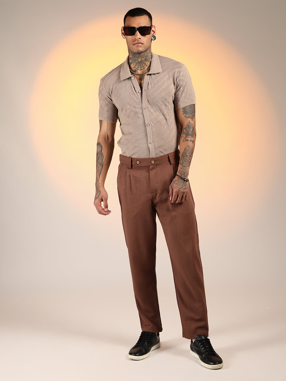 Slim-Fit Pleated Trousers