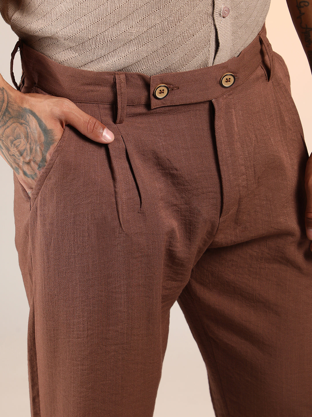 Slim-Fit Pleated Trousers